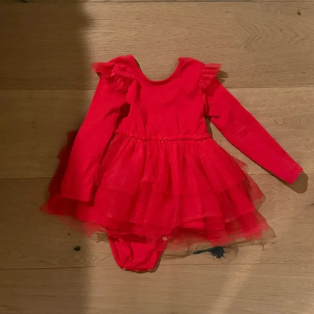Red Tulle long sleeve twirl dress